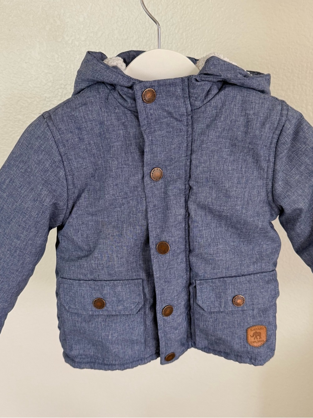 Carter's Navy Hooded Puffer Jacket with Fleece Lined